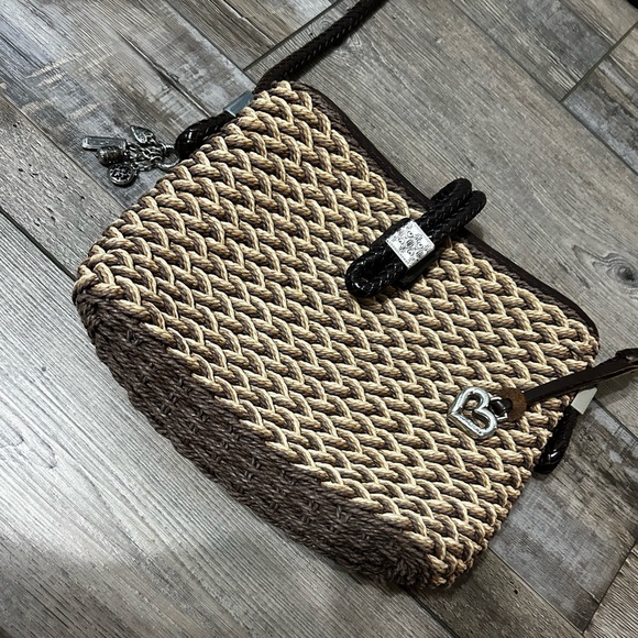 Brighton Vintage Brown Woven straw Braided leather strap Shoulder Bag ♥️ - Picture 2 of 9